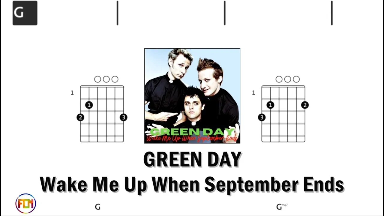 GREEN DAY Wake Me Up When September Ends - Guitar Chords & Lyrics HD