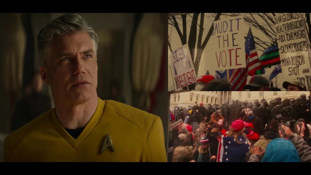 Captain Christopher Pike of Star Trek: Strange New Worlds Blaming WW3 on JAN. 6 = Paramount's Trek