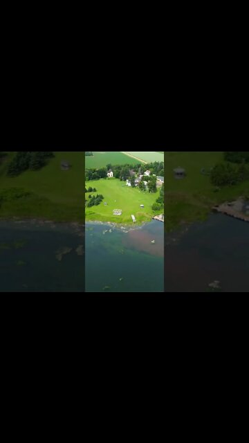 Drone shot over a lake