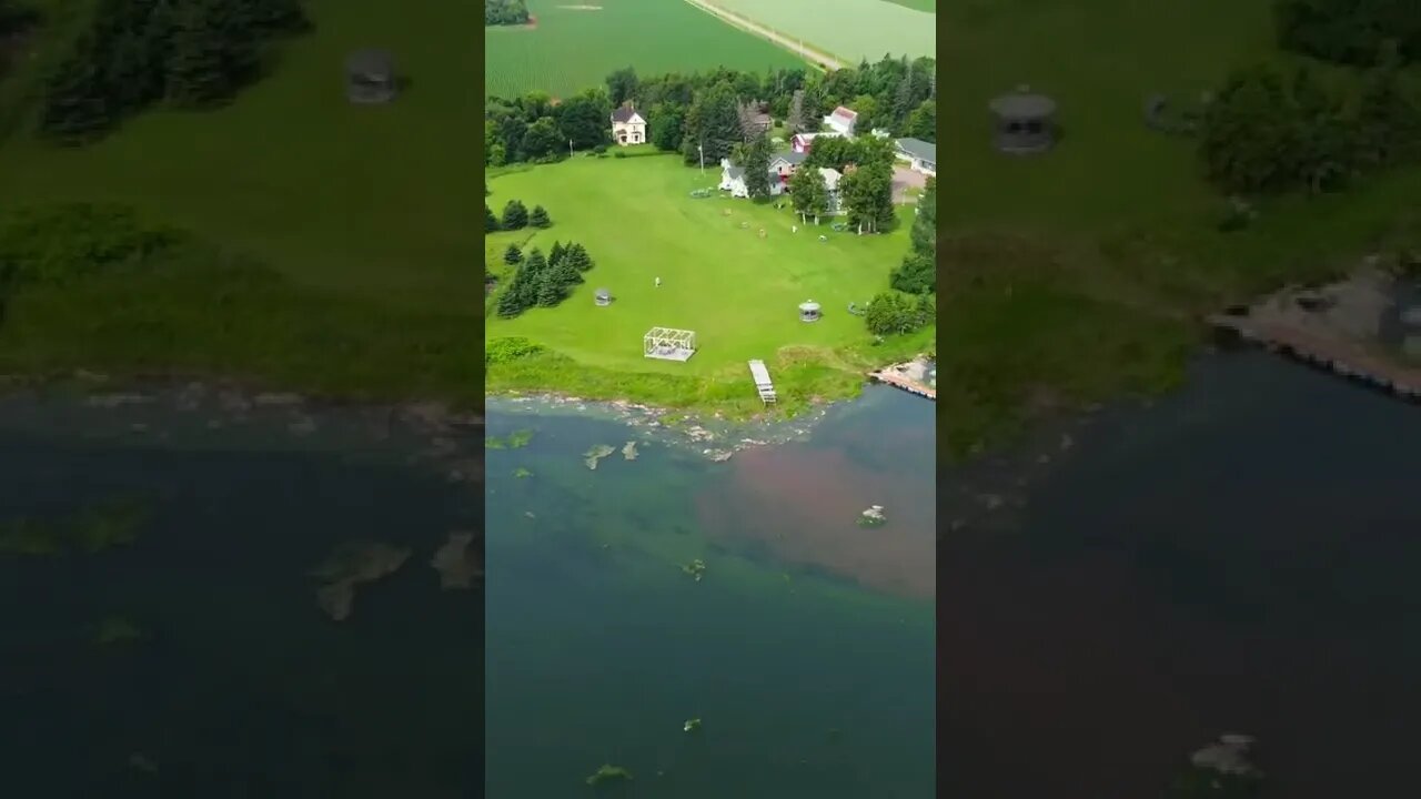 Drone shot over a lake