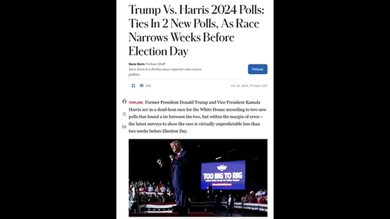 Trump vs Harris 2024 Elections dead heat