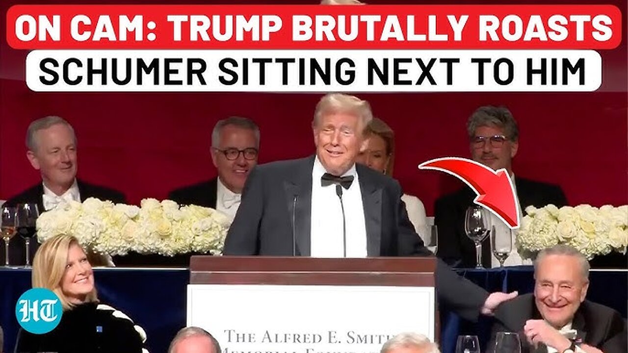 Trump roasts Harris, Dems with Schumer next to him: 'He likes me'