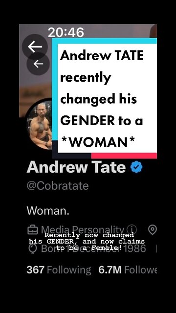 Andrew TATE recently changed his GENDER to a...WOMAN!