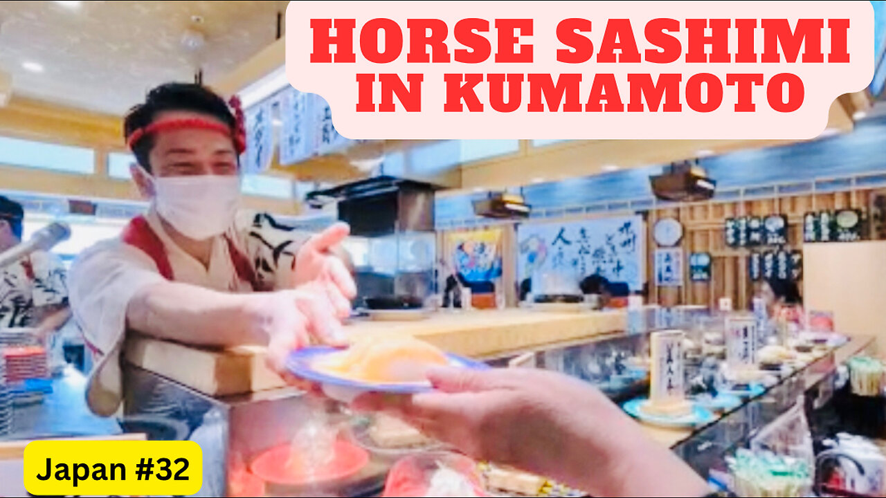 Horse Sashimi at the Sushi Train in Kumamoto, Japan #32 #horse #sashimi #sushitrain #kumamoto