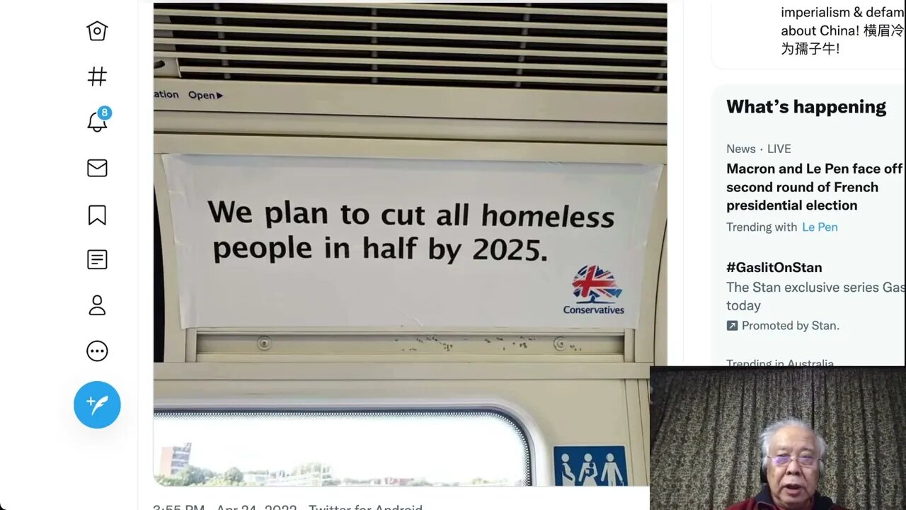 英國保守派計劃將無家可歸者 "cut in half"