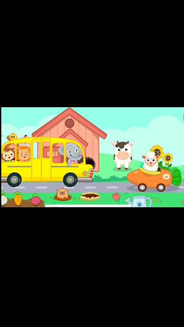 The weels on the bus on the school pet kids cartoon