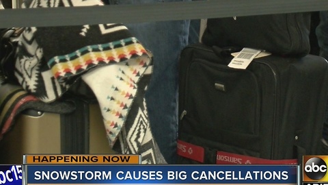 Snowstorm causes cancellations at Sky Harbor