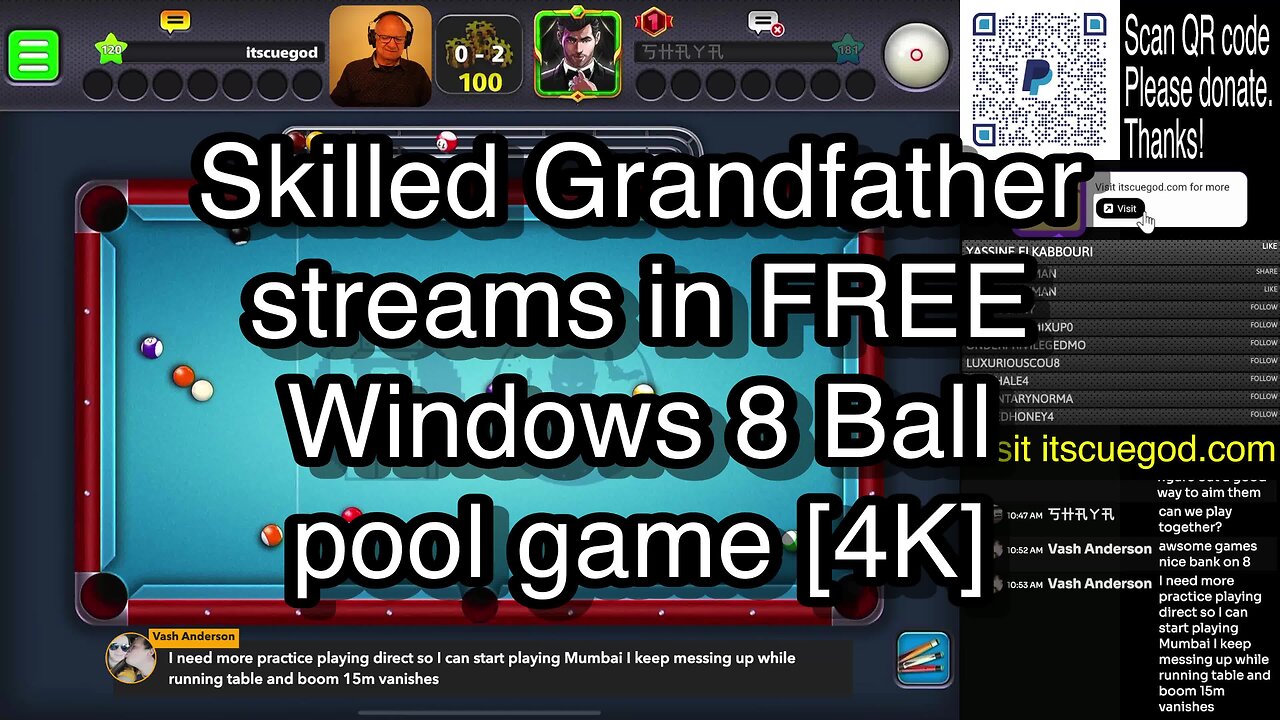 Skilled Grandfather streams in FREE Windows 8 Ball pool game [4K] 🎱🎱🎱 8 Ball Pool 🎱🎱🎱