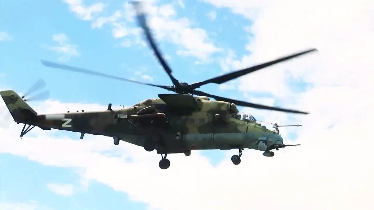 Russian Mi-35 attack helicopters during the special military operation