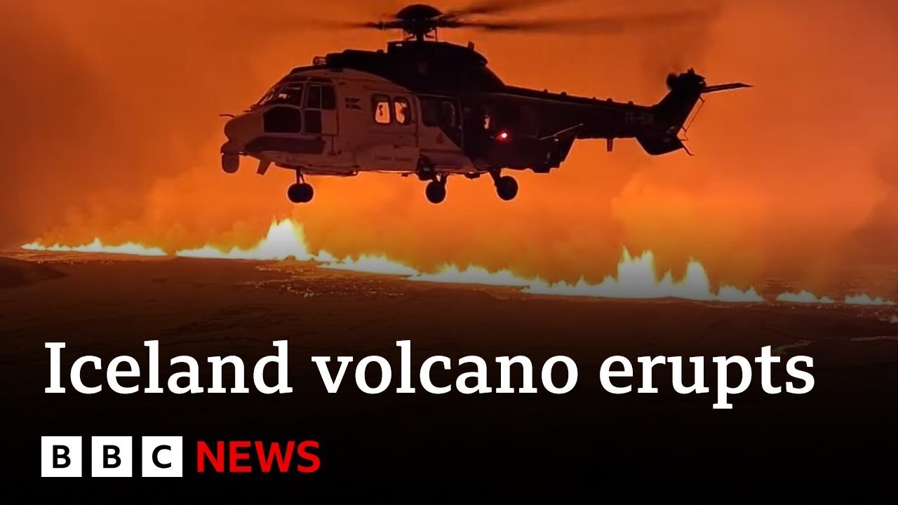 Iceland volcano erupts on Reykjanes peninsula | BBC News #Iceland #Volcano #BBCNews