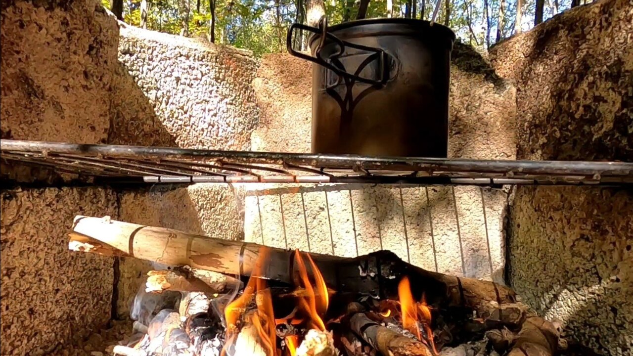 Raised Cooking Fire Pit and the Start of a Shelter at the Hunt Camp