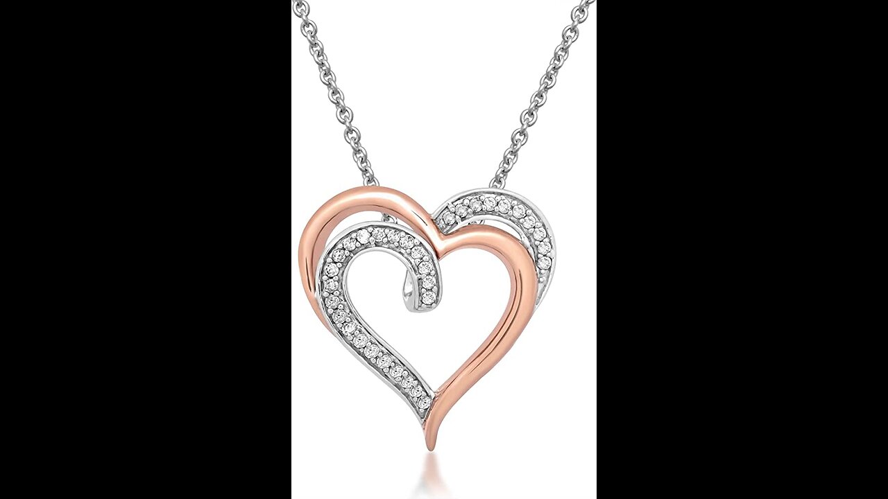 Jewelili 14K Rose Gold Over Sterling Silver Natural White Round Diamonds Dog Pendant Necklace,...