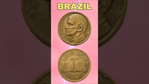 Brazil 1000 Reis 1925.#shorts #education #coinnotesz