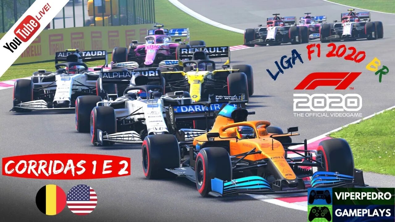 [LIVE] LIGA F1 2020 BR | Corridas 1 e 2 - GPs Bélgica e Estados Unidos