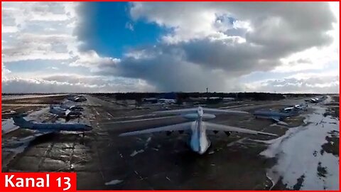 Ukrainian spy drone flying over airfield in Belarus where Russian planes are stationed - images