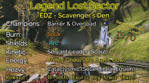 Destiny 2 Legend Lost Sector: EDZ - Scavenger's Den on my Titan 10-3-22