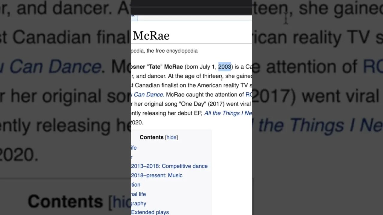 When was Tate McRae born? 🤯