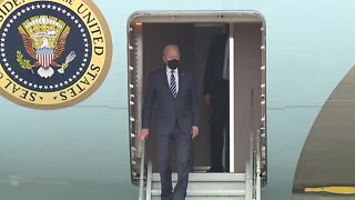 President Biden lands in Cleveland for trip to Lorain