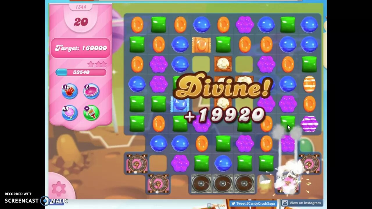 Candy Crush Level 1544 Audio Talkthrough, 3 Stars 0 Boosters