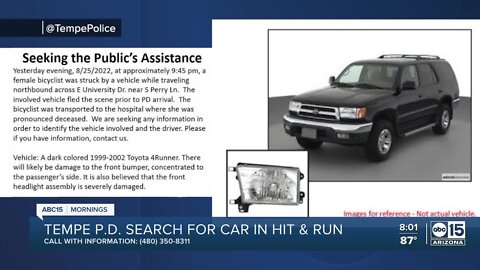 Tempe police looking for information in fatal hit and run