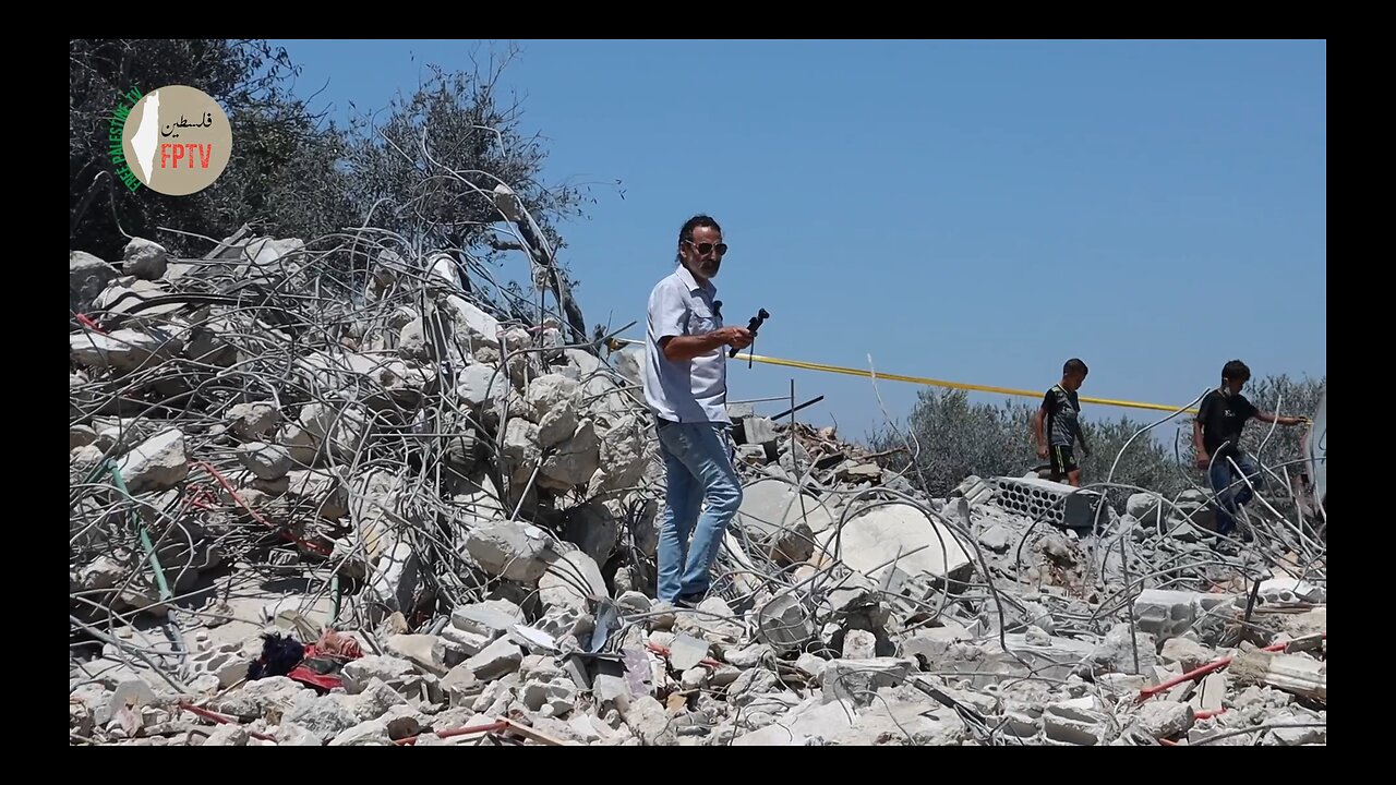 Attack on Majdel Selm, Lebanon, levels a 3 story home; July 19, 2024.