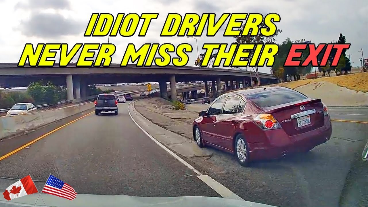 DUDE NEARLY CRASHES BECAUSE HE CAN'T MISS HIS EXIT | Road Rage USA & Canada