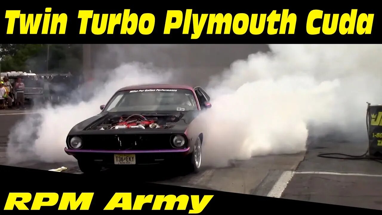 Twin Turbo Plymouth Cuda Roasting Tires