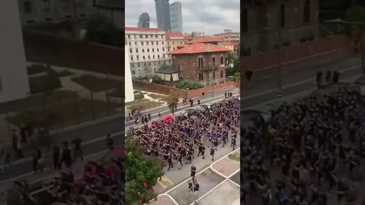 Dinamo Zagreb fans marching with Nazi salutes and fascist calls