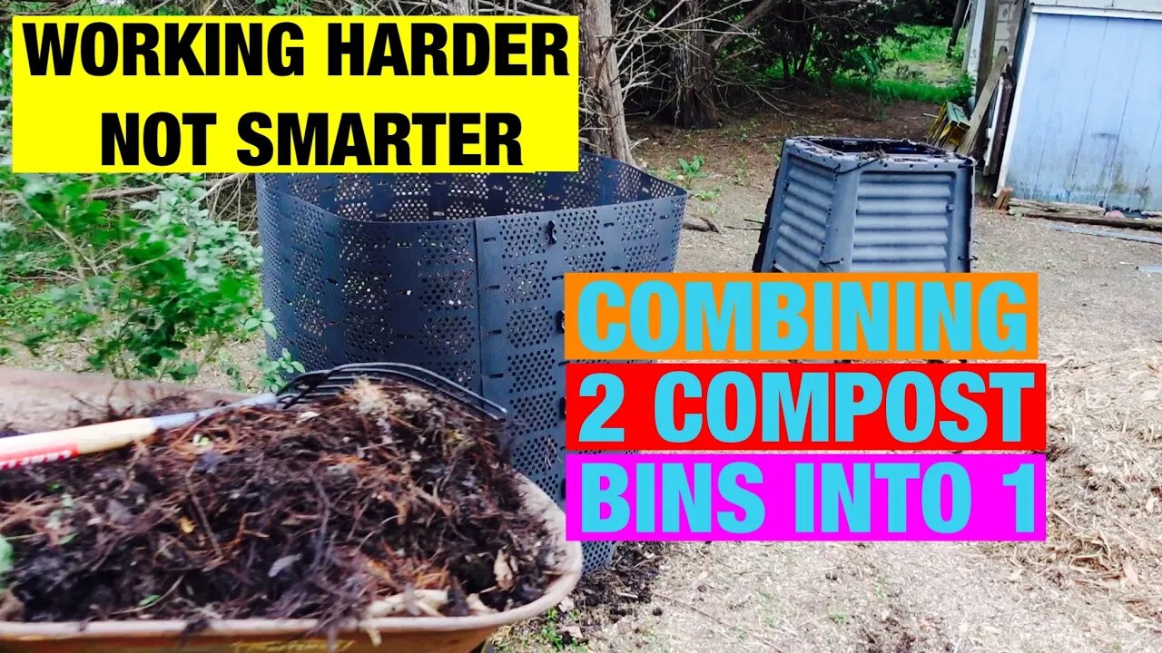 Combining 2 compost bins into 1. Working harder not smarter! 😂