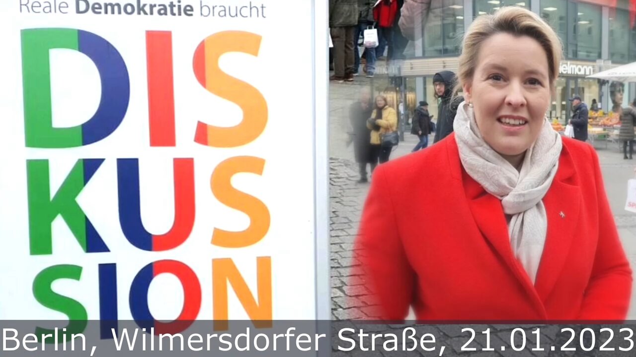 Lehrer Borrmann im Gespräch mit der Berliner Bürgermeisterin Frau Giffey