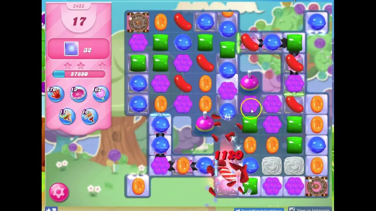 Candy Crush Level 2482 Audio Talkthrough, 1 Star 0 Boosters