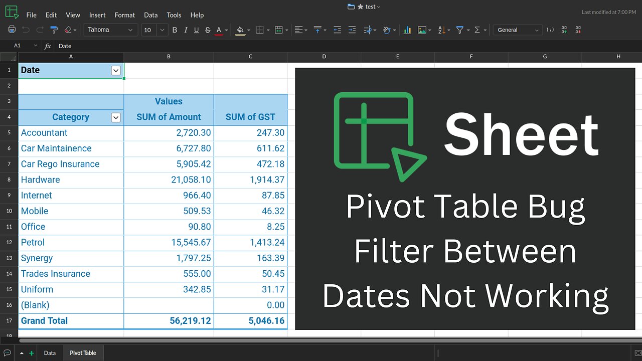 Zoho Sheet Pivot Table Bug Filter Between Dates Not Working