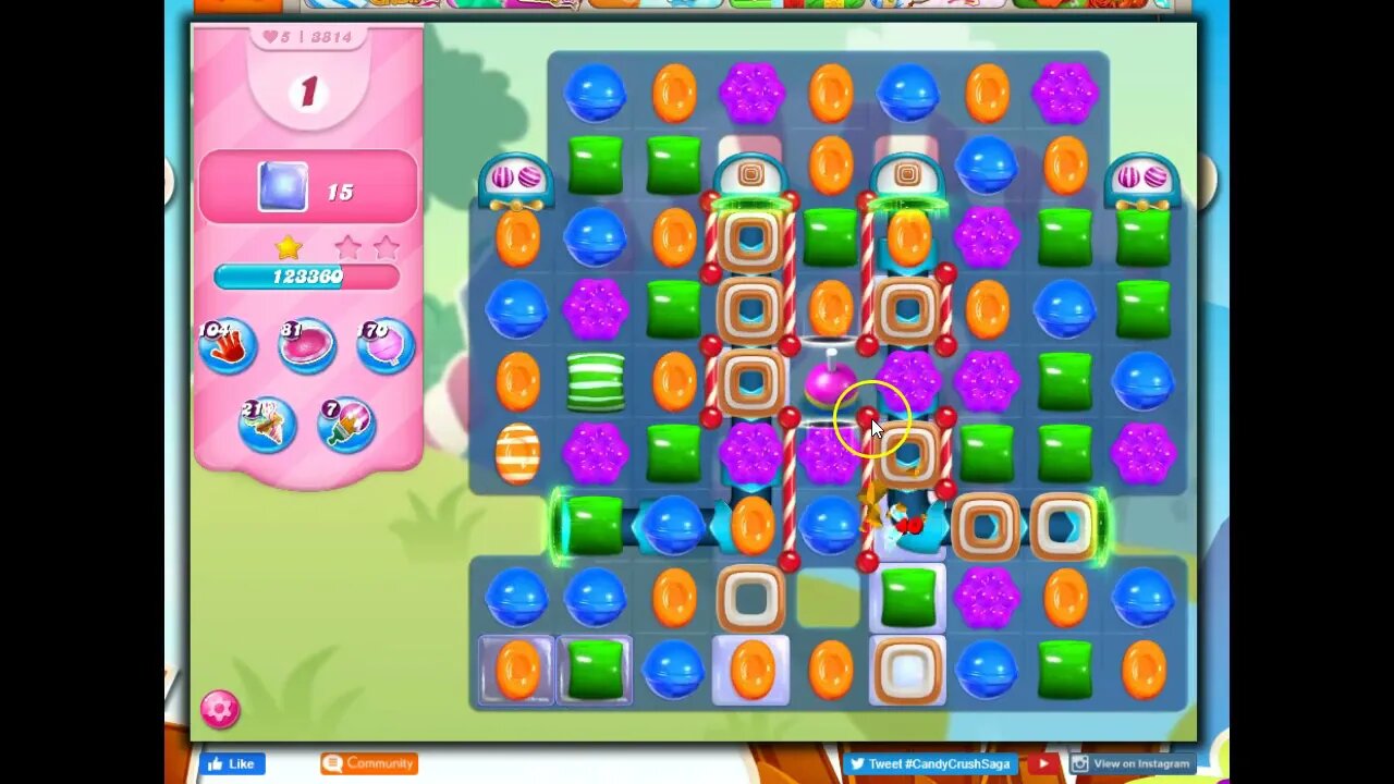 Candy Crush Level 3814 Talkthrough, 28 Moves 0 Boosters