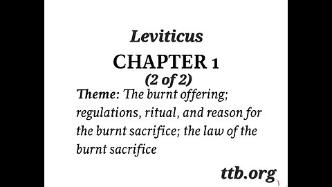 Leviticus Chapter 1 (Bible Study) (2 of 2)