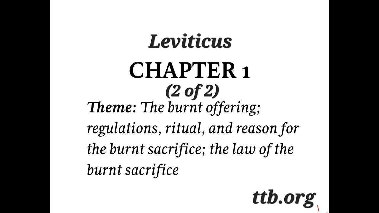 Leviticus Chapter 1 (Bible Study) (2 of 2)