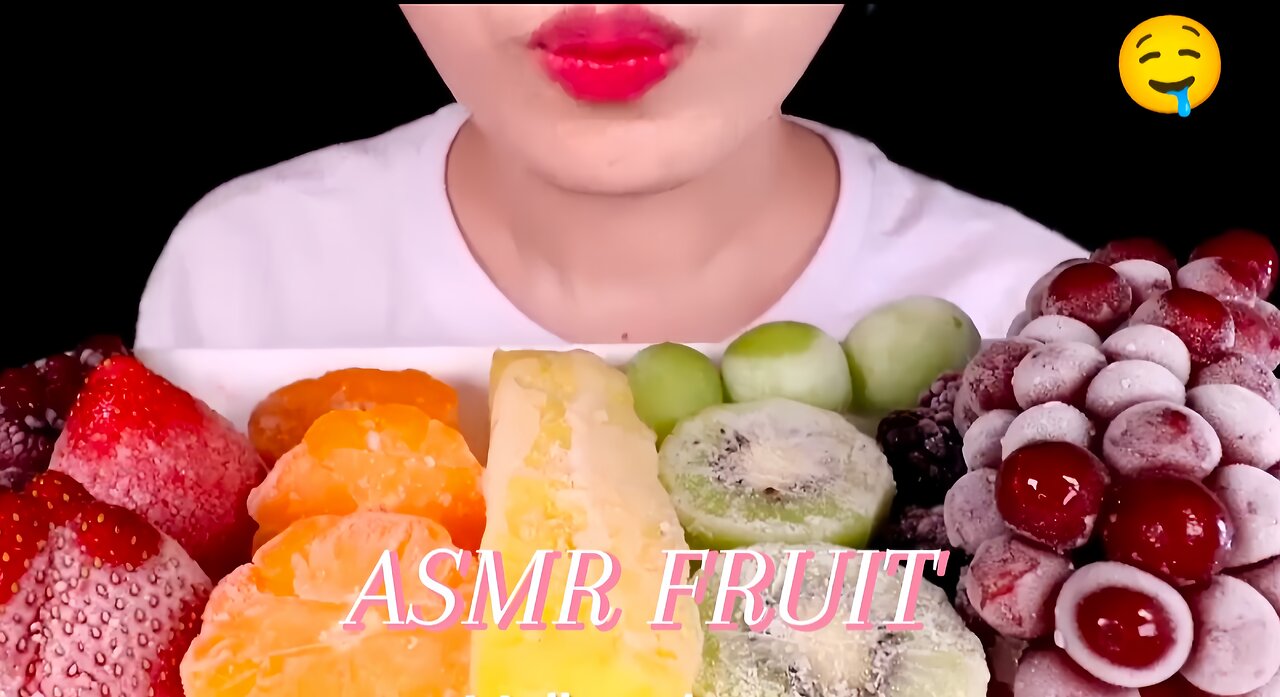 ASMR FROZEN FRUITS STRAWBERRY, GRAPES, KIWI, PINEAPPLE