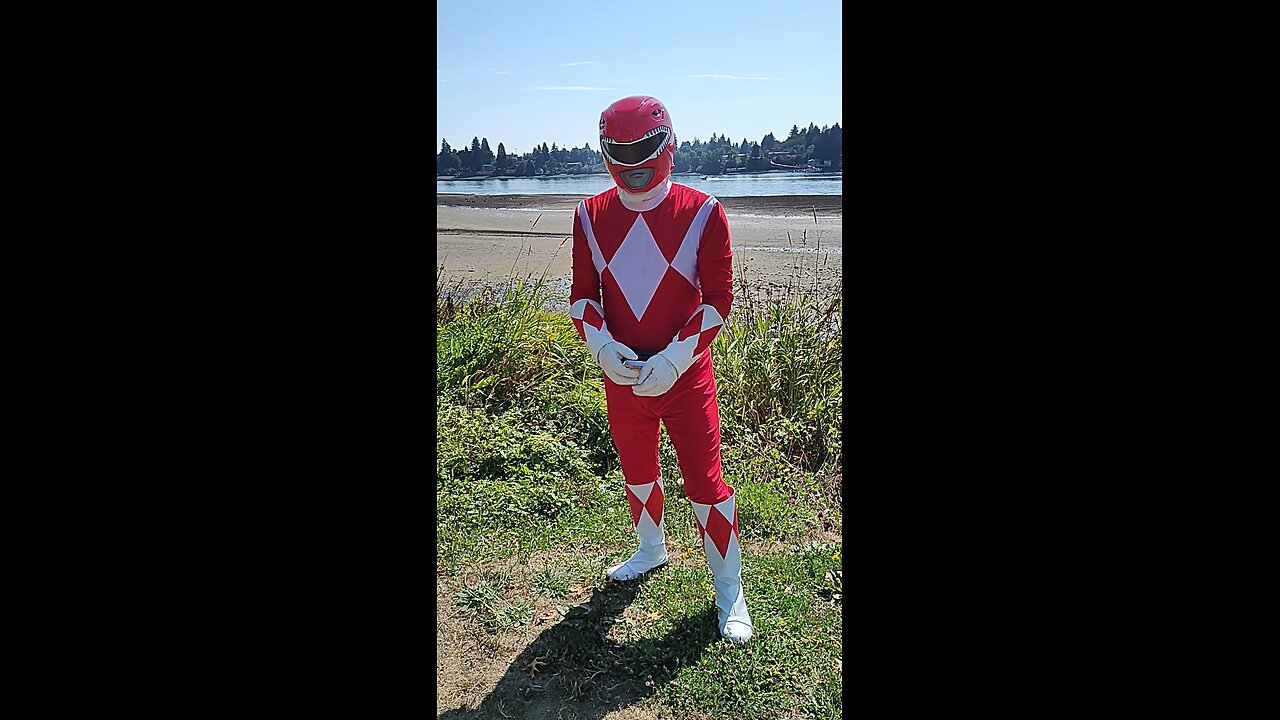 The red guy doing some posing