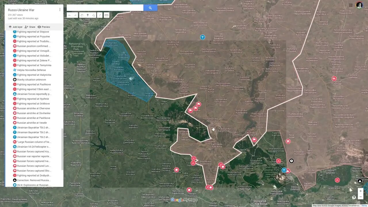 [ Izyum Front ] Russian forces captured Krymky, Shchaslyve, Levkivka and Ivanivka