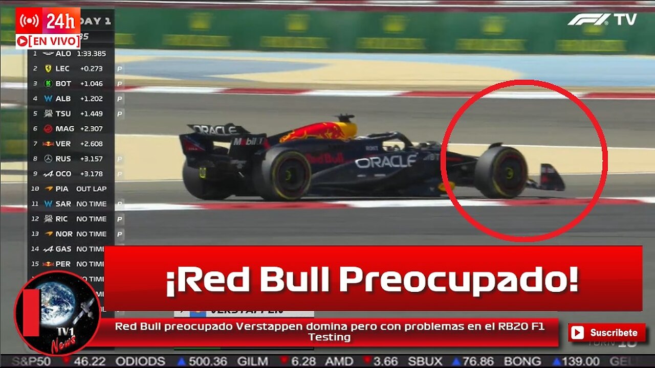 Red Bull preocupado Verstappen domina pero con problemas en el RB20 F1 Testing Día 1