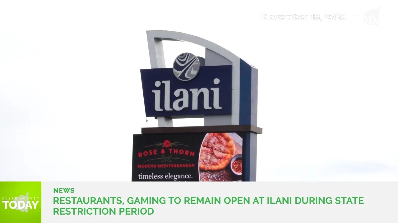 Restaurants, gaming to remain open at ilani during state restriction period