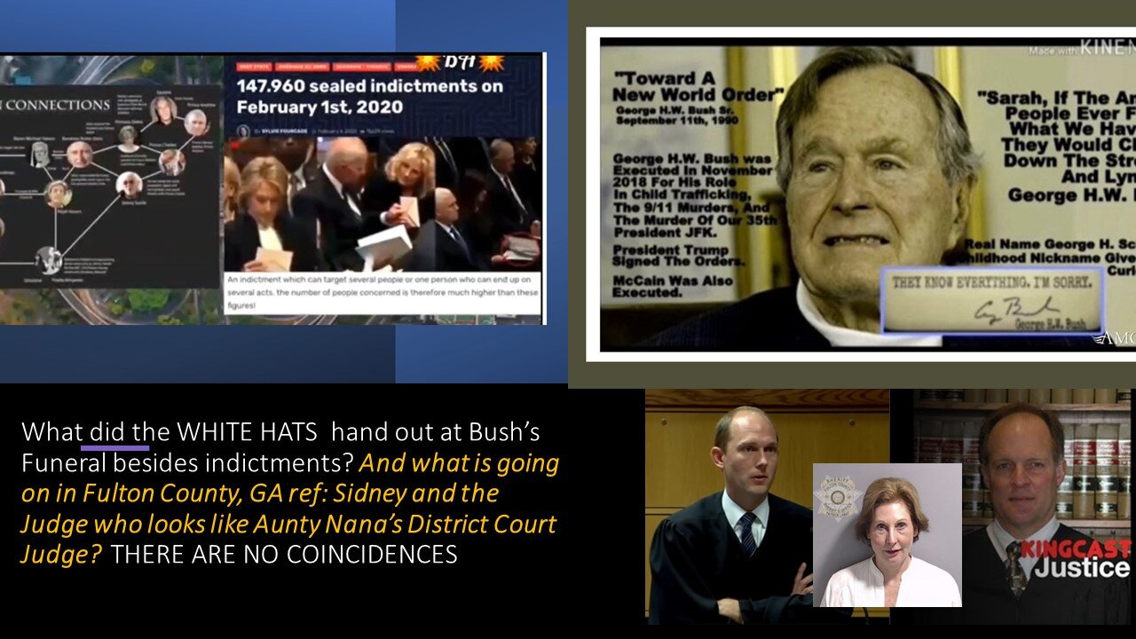 What did the WHITE HATS hand out at Bush’s Funeral besides indictments?