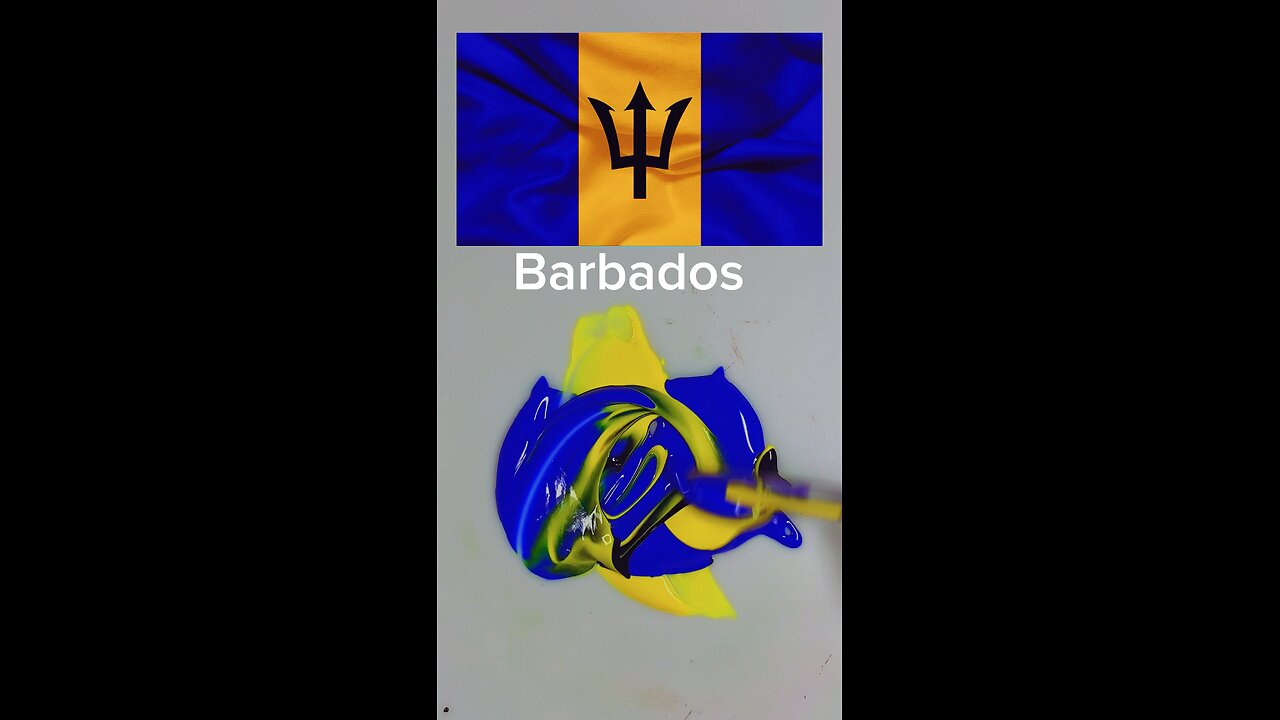 ASMR Mixing the colors of the Barbados flag 🇧🇧