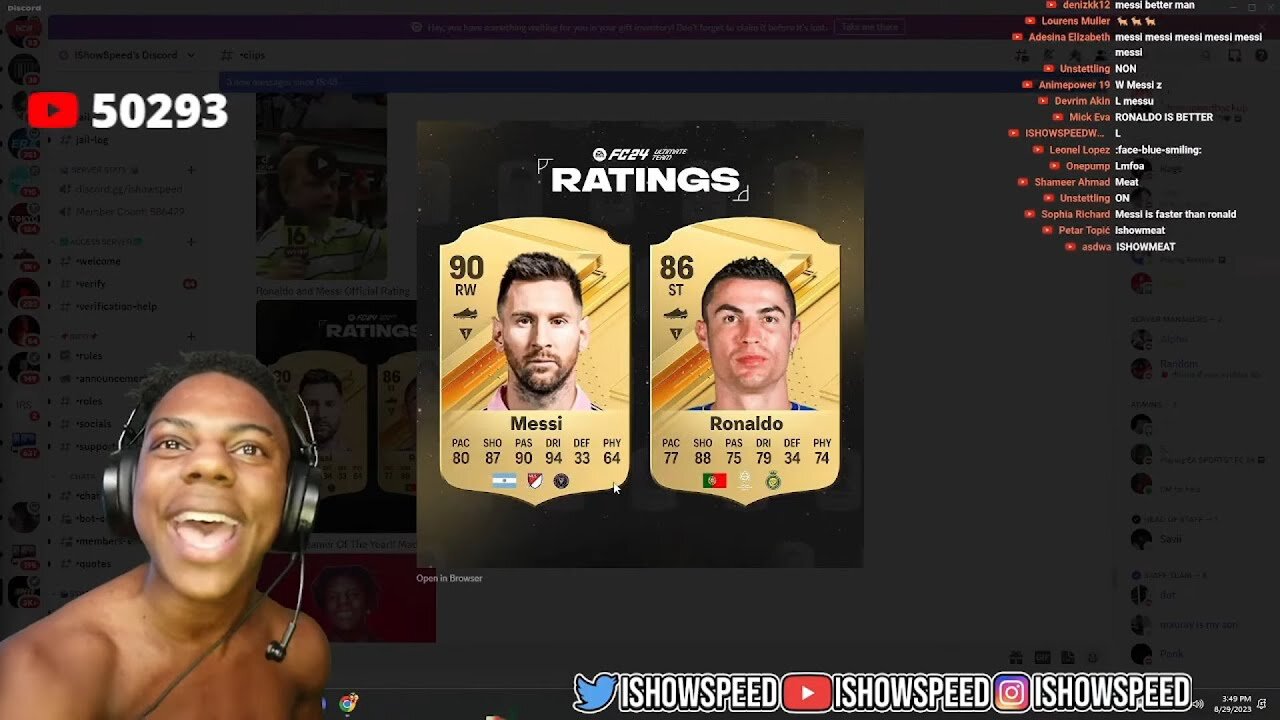 iShowSpeed Reacts To Messi Being Rated Higher Then Ronaldo 😂