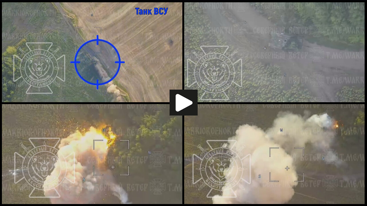 Kursk region/near the border: Russian Lancet UAV burns Challenger 2 tank