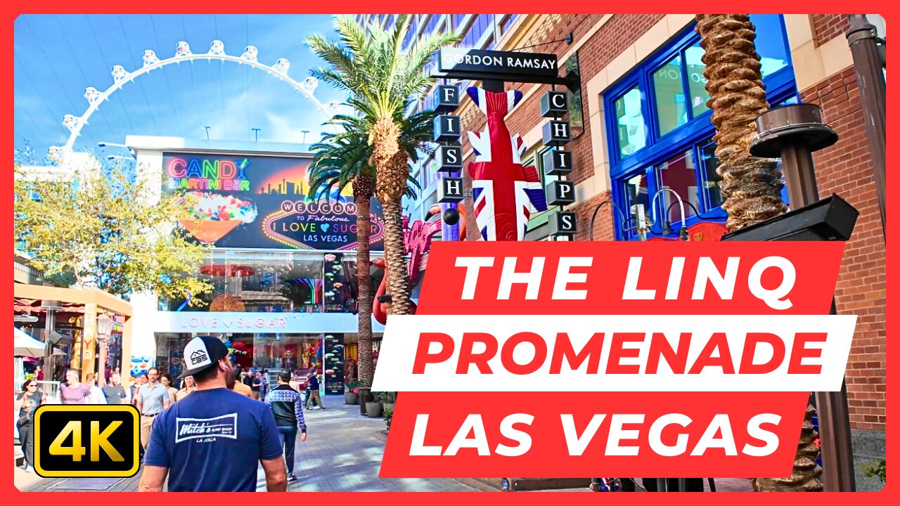 The LINQ Promenade Las Vegas Strip Walking Tour POV 4K | Las Vegas, Nevada, USA