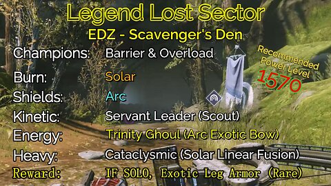 Destiny 2 Legend Lost Sector: EDZ - Scavenger's Den on my Warlock 11-16-22