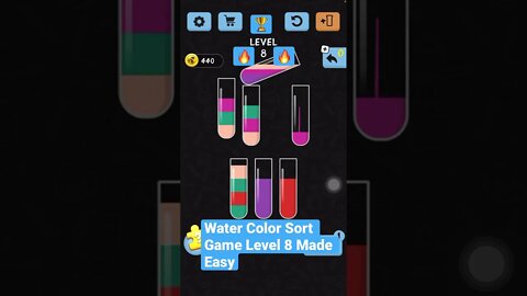Water Color Sort Game Level 8 Made Easy #gaming #shorts #watercolor