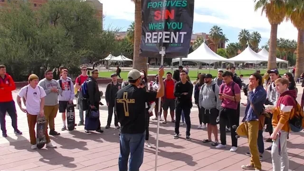 Devil trying to take COLLEGE STUDENTS to hell w/him. Preacher brings LIGHT!