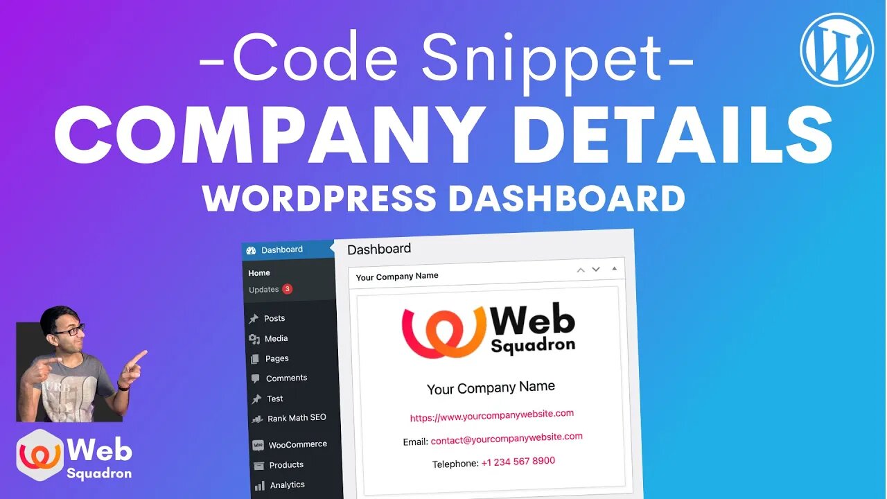 Code Snippet to Add Company Details to WordPress Dashboard - Whitelabel WordPress Maintenance