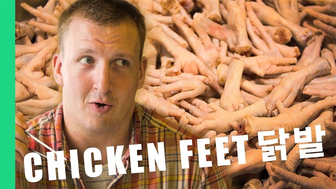 Eating SPICY CHICKEN FEET in South Korea